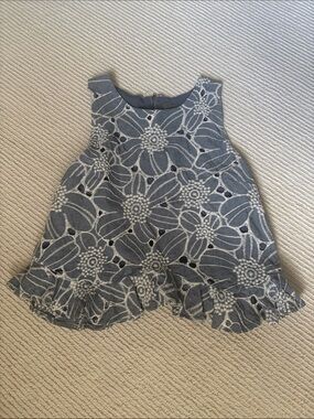 Sunday in Brooklyn Blue Floral Eyelet Ruffle Tank Top